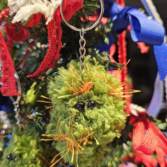 Green Fuzzy Keychain Accessory - Picture 2 of 5